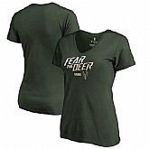 Women Milwaukee Bucks Fanatics Branded 2018 NBA Playoffs Slogan V Neck T-Shirt Green